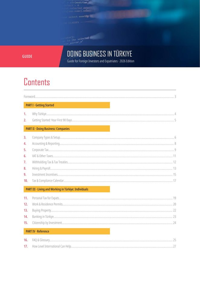 Sample page from Doing Business in Türkiye: Contents